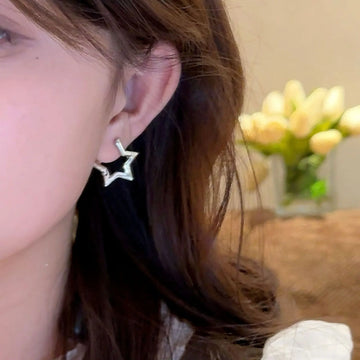 DAIIIBABYYY  -  stars Earrings For Women Stainless Steel Star Hoop Earring Girl Jewelry Gift Charm Hypoallergenic Accessories